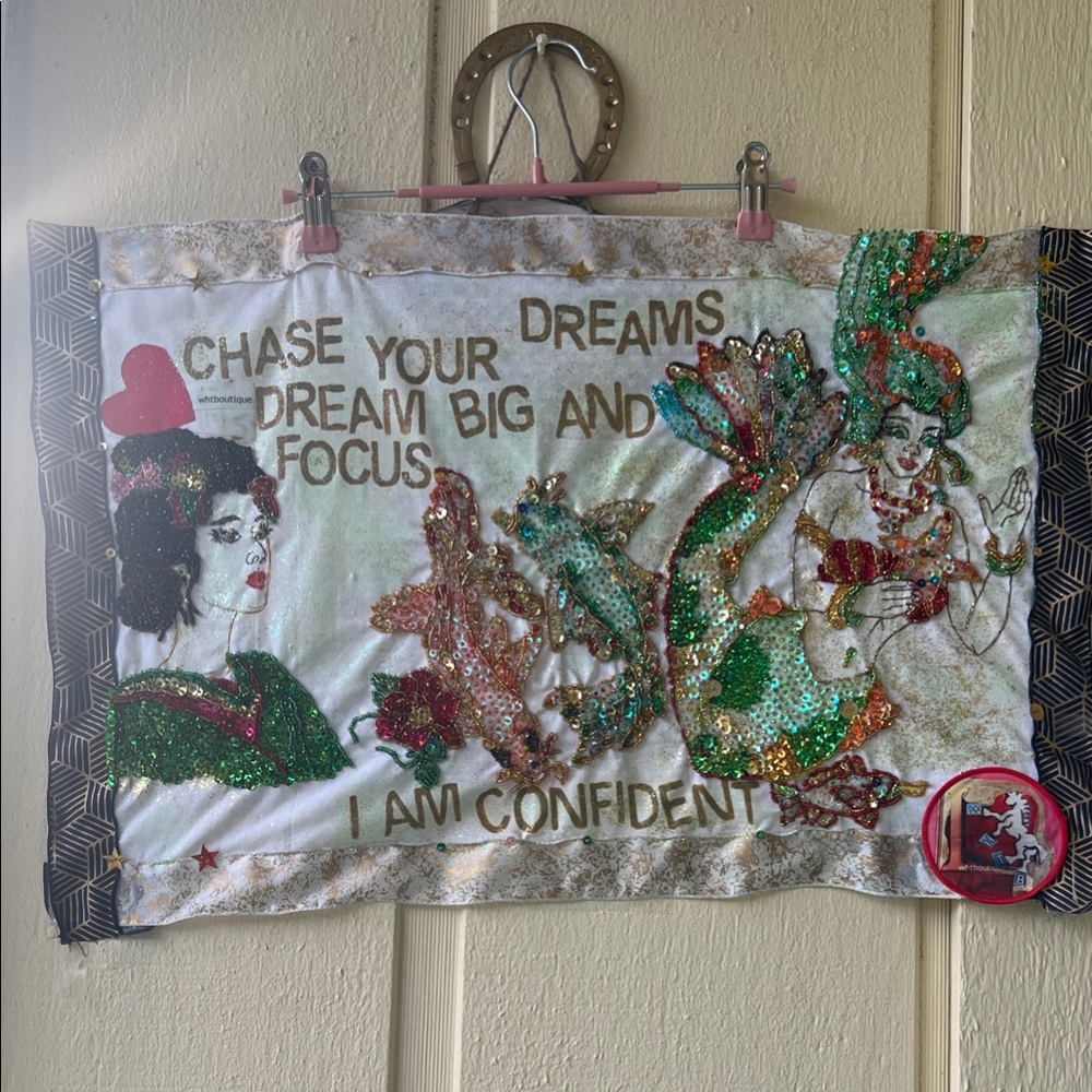Colorful Sequin Wall Art Decor. “16 X 23” unique Unframed Japanese,underworld.